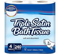 Bulk Sale Soft Triple Satin Premium Bath Toilet Tissue Paper Compatible with Kirkland 3 Ply Absorbent (40x Rolls)