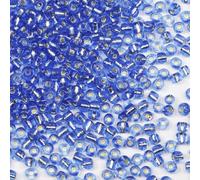 Bulk Seed Beads 110 Grams About 1600pcs, 4mm 6/0 Blue Glass Craft Beads for Making Earrings, Bracelets, Pendants, Waist Jewelry,DIY Handmade Seed Beads（Blue Silver Core）