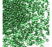 Bulk Seed Beads 110 Grams About 1600pcs, 4mm 6/0 Green Glass Craft Beads for Making Earrings, Bracelets, Pendants, Waist Jewelry,DIY Handmade Seed Beads（Green Silver Core）