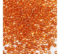 Bulk Seed Beads 110 grams about 1600pcs, 4mm 6/0 Orange Glass Craft Beads for Making Earrings, Bracelets, Pendants, Waist Jewelry,DIY Handmade Seed Beads（Orange Silver Core）