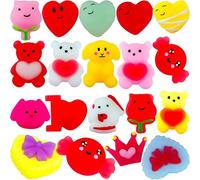 Bulk Squeeze Valentine's Day Treasure Prizes from Teacher, Mini Heart Squishy Holiday Goodie Bag Stuffer Rewards Party Favors