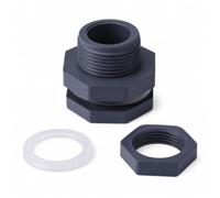 Bulkhead Fitt, Black, 1" Tank Connector | , Rain Barrel Spigot, Irrigation , For Aquaponics Builders