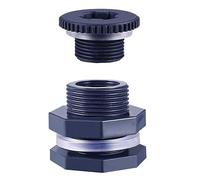 Bulkhead Fitt, Black Tank Connector, Tank Connector + Plug | Drill-Through Design, Threaded Bulkhead, Reservoir Outlet Fitt, For Aquaponics Builders