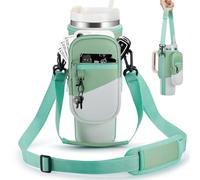 BULKITEM Water Bottle Carrier Bag with Phone Pocket for Gradient Green Stanley 40 oz Tumbler with Handle, Insulated Neoprene Cup Holder Pouch Strap for Valentines Stanley Cup Accessories
