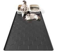 Bulkniu Extra Large Silicone Cat Litter Mat, Waterproof/Urineproof, Litter Recycling, Easy to Clean, Soft on Kitty Paws (28"X40"-Black)