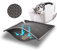 Bulkniu Small Cat Litter Box Mat: Easy Clean Cat Litter Mat for Floor, Kitty Scratch Cute Pad (15x24 Inch Grey)