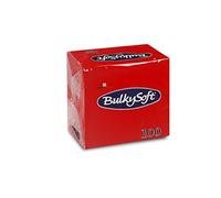 Bulky Soft 1/4-Fold Serviettes, Two Ply, Red, Pack of 100