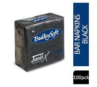 BULKY Soft Cocktail Napkins 2 PLY 4 FOLD 12cmX 12cm 100/PK- Black