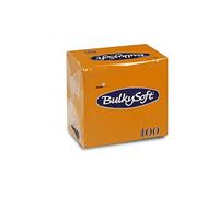 Bulky Soft Serviettes, 1/4-Fold, 2-layers, Orange, 24 cm x 24 cm, Pack of 100