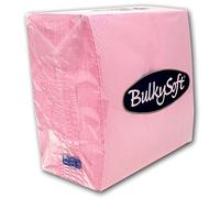 BulkySoft Paper Serviettes 2Ply Solid Colour Soft Napkins for Kitchen, Parties, and Events - Rip Proof Disposable Tableware - 33 × 33 cm - 100% Cellulose Pack of 100 Kitchen Napkins - Pink