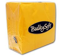 BulkySoft Paper Serviettes 2Ply Solid Colour Soft Napkins for Kitchen, Parties, and Events - Rip Proof Disposable Tableware - 33 × 33 cm - 100% Cellulose Pack of 100 Kitchen Napkins - Yellow