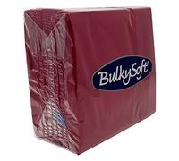 BulkySoft Paper Serviettes 2Ply Solid Colour Soft Napkins for Kitchen, Parties, and Events - Rip Proof Disposable Tableware - 33 × 33 cm - 100% Cellulose Pack of 100 Kitchen Napkins - Dark Red