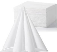 BulkySoft White Linen Effect Napkins 40 cm × 40 cm - 8-Fold Premium Dinner Napkins (500 Pack) | Disposable Linen-Feel (32502)