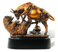 Bull and Bear Statue Wall Street Decor, 9x9.5 Resin Finance Desktop Decor Figurine for Traders and Investors with Bronze-Like Finish, Stock Market Gifts
