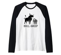 Bull and Sheep Funny Animal Humor Statement Dad Joke Pun Raglan Baseball Tee