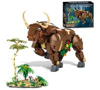 Bull Animal Building Block Set, 1210 PCS African Buffalo Building Block Set with Flowers, Creative Animal Bricks Model Toy, Desktop Decor Display Ornament, Holiday Birthday Gift for Adults and Teens