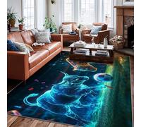 Bull Area Rug, Sport Dynamic Bear Soccer Ball None Blue Low Pile Aesthetic Rectangle Home Floor Carpet Rugs for Living Room Bedroom Kitchen Hallway Decor 6' X 9'