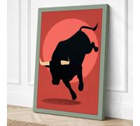 Bull at Sunrise Canvas Wall Art Print 18x12 Inch