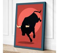 Bull at Sunrise Canvas Wall Art Print 24x16 Inch