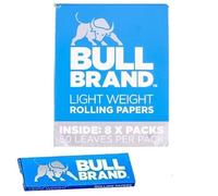Bull Brand Blue Light Rolling Papers - 8 Packs, 50 Leaves Each - Smooth & Lightweight for Your Smoking Pleasure