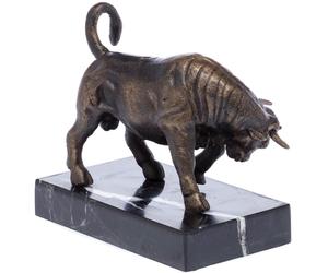 Bull bull cast iron with stone base figure sculpture book prop antique style