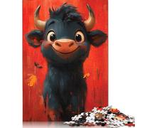 Bull Cartoon Oil Paint Puzzle 500 Piece Adult Jigsaw Puzzle Puzzle for Adults Jigsaw Puzzles for Adults 500pcs (52x38cm)