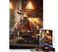 Bull Cooking Kitchen Funny Jigsaw for Adults1000 Pieces Cognitive Skill Soothing Downtime Solid Lock Ideal Xmas Gift (50x75cm)