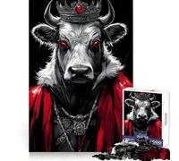 Bull Cow King with Crown 1000 Pieces Jigsaws Adults Puzzles Strategic Think Leisure Pleasure Precise Fit (38x26cm)