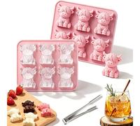 Bull Cube Mold, Mini Highland Cow Cube Mold, Perfect for Cocktails, Beer and All Kinds of Drinks The Ideal Gift for Friends (Pink)