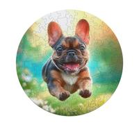 Bull Dog 120 Piece Circular Jigsaw Puzzle Cute Dog Pet Animal Shape All Ages Suitable Stress Relief Puzzle Educational Learning Through Play Home Decor 120 PCS