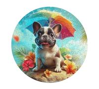 Bull Dog 120 Piece Round Jigsaw Puzzle Cute Dog Pet Animal Shape Premium Large Format Puzzle Stress Relief Relaxing Activity for Families Home Wall Art 120 PCS