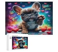 Bull Dog 300Pc Jigsaw Puzzles All Ages Cute Dog Pet Jigsaws Festive Gift Idea Family Bonding Activity Whimsical Design Stress Relief Home Decor 300 PCS