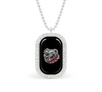 Bull-dog Angry White Shiny Diamond Necklace Square Pendant for Women Jewelry Gift