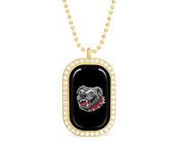 Bull-dog Angry White Shiny Diamond Necklace Square Pendant for Women Jewelry Gift