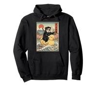 Bull dog Ninja Japan Vintage Japanese Ukiyo-e Art Pullover Hoodie
