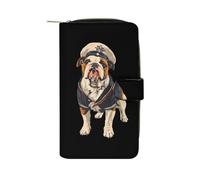 Bull Dog Sailor Fashion Wallet Credit Card Holder Slim Coin Pocket Purse Handheld Phone Bags for Women Men 8×4.5×1.5 Inches
