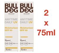 Bull Dog Skincare Anytime Daily UV Moisturiser SPF 50 with Vitamin E - 2 x 75ml