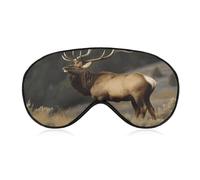 Bull Elk Sleep Mask Light Blocking Eye Cover Polyester Eye Mask with Elastic Strap Blindfold for Side Sleeper Sleeping Masks Face Hugging for Women Men Travel