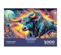 Bull Fantasy Jigsaw Puzzles for Adult Challenging Puzzle Games The Impossible Challenge 1000 Piece Cute Difficult Hard Jigsaw Puzzles for Man And Woman with Letters on Back 70x50cm/1000pcs