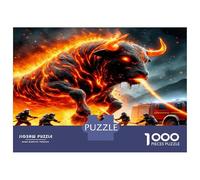 Bull Fire Fight 1000 Piece Jigsaw Puzzle Bundle Fiery Beast Power Puzzle for Adults Sturdy Cardboard DIY Family Game Beautiful Decor Adults Kids Enthusiasts 70x50cm/1000pcs