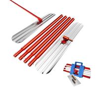 Bull Float Concrete Tools, 48’’×8’’ Magnesium Aluminum Alloy Concrete Float with 4 Combinable Handles, Carrying Toolbox, Trowel, Concrete Bull Float Kit for Concrete Finishing (Red)