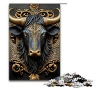 Bull Golden Art Deco Adult Jigsaw Puzzles Pieces Puzzles for Adults Brain-Challenging DIY Decorative Game Family Interactive Toy 1000 PCS(75x50cm)