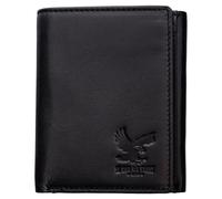BULL GUARD Leather RFID Trifold Freedom Wallet for Men with Air Tag, Eagle Logo in Nappa Black, Classic