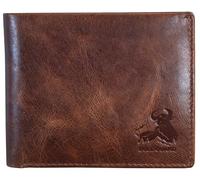 BULL GUARD Mens RFID Blocking Bifold Wallet Soft Genuine Leather Brown Western