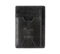 BULL GUARD Mens RFID Blocking Leather Slim Card Case Wallet | Secure Front Pocket Card Holder for Cash Bills ID Credit Cards | Durable Compact & Lightweight Design, Wild Eagle Black Mountain