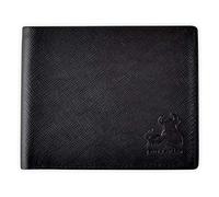 BULL GUARD Mens RFID Leather Wallet Bifold with Flip Up ID in Black Saffiano Leather