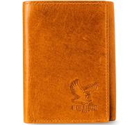 BULL GUARD RFID Genuine Leather Trifold Wallets for Men ID Window, Secret Pocket, Eagle Brown - Wild Eagle Creek Tan, Trifold Wallet