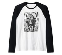 Bull Head Taurus Horns Animal Lover Wild Bull Raglan Baseball Tee