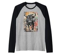 Bull Head Taurus Horns Animal Lover Wild Bull Raglan Baseball Tee