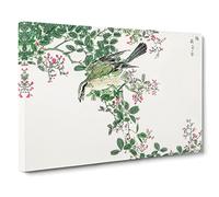 Bull Headed Shrike & Bush Clover By Numata Kashu Canvas Print | Gallery Wrapped 30mm Frame Wall Art | 24x16 inches | Ready to Hang | Asian Animals Picture | Living Room Bedroom Lounge Office